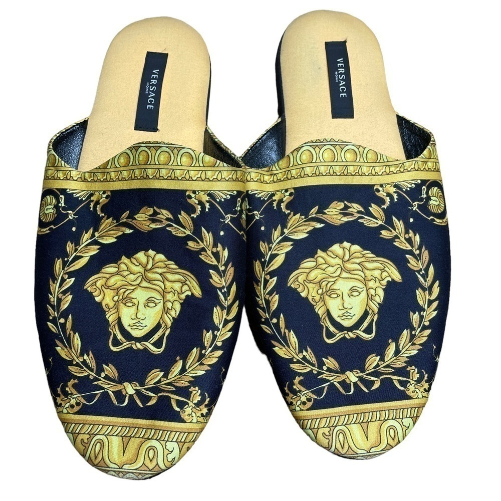Versace Home medusa slippers black gold size 41